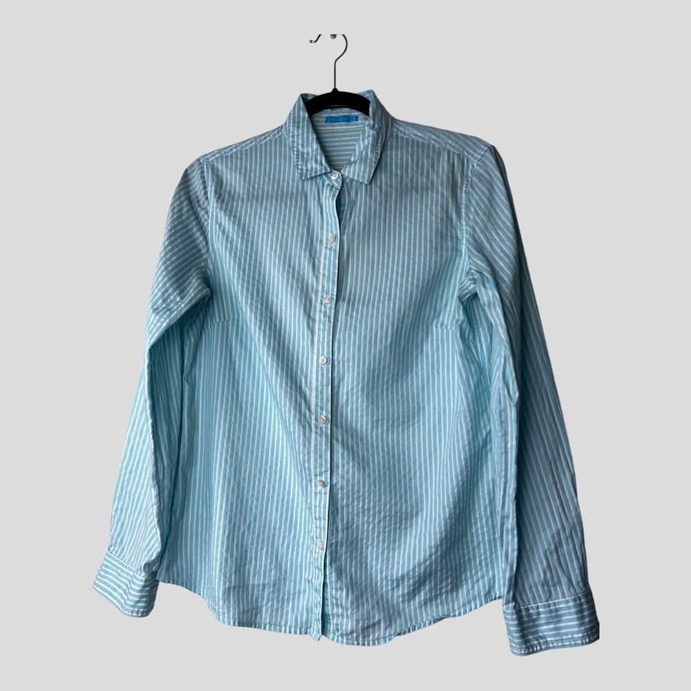 J.McLaughlin Womens Light Blue White Striped Button Down Shirt Size 6 - Picture 11 of 11